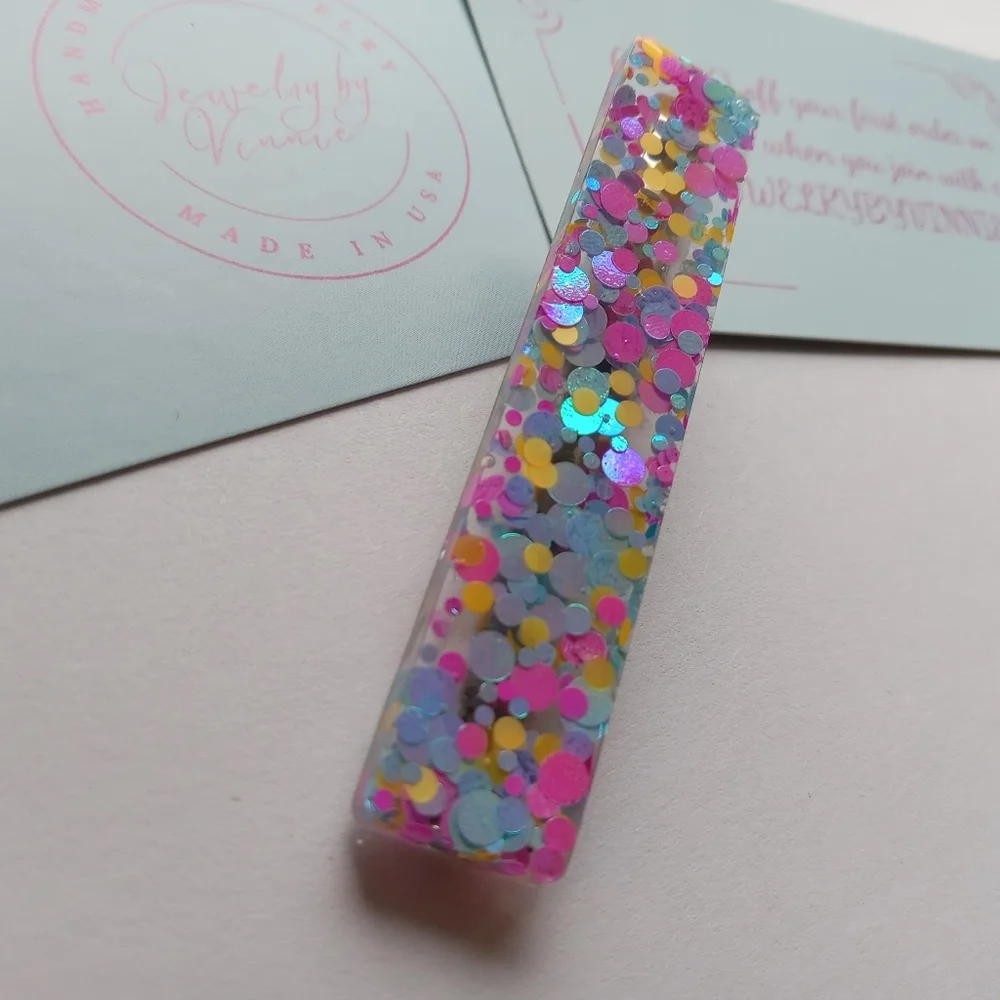 5/$25 Hand Crafted Multicolor Confetti Hair Clip